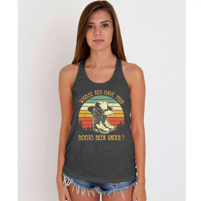 Whose Bed Have Your Boots Been Under Country Music Premium Women's Knotted Racerback Tank