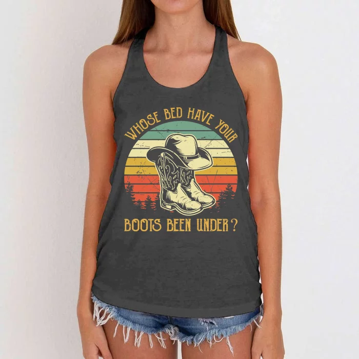 Whose Bed Have Your Boots Been Under Country Music Premium Women's Knotted Racerback Tank