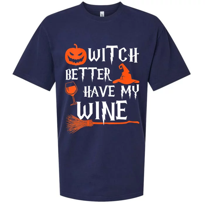 Witch Better Have My Wine Funny Halloween Pumpkin Costume Sueded Cloud Jersey T-Shirt