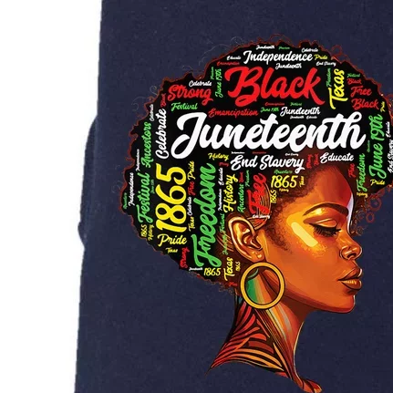 Womens Black History Afro Queen Melanin Word Art Womens Juneteenth Doggie 3-End Fleece Hoodie