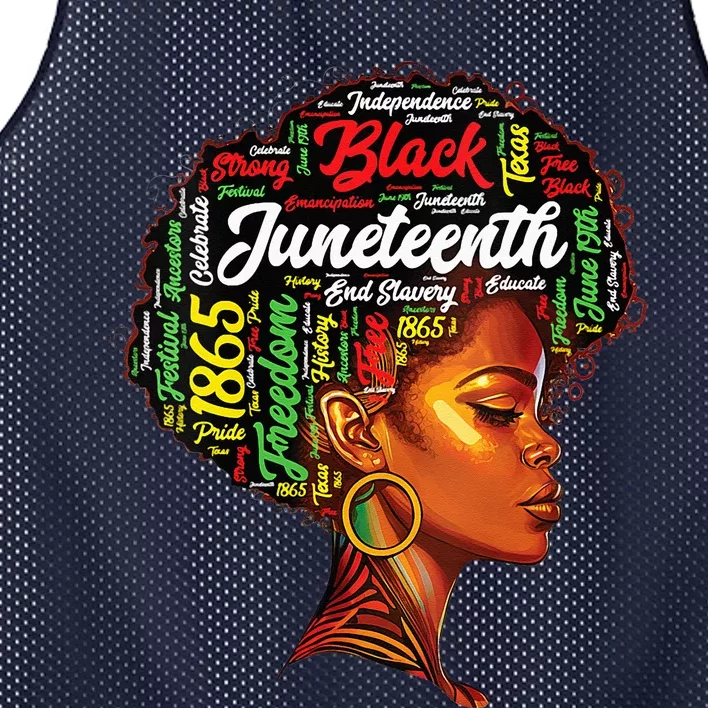 Womens Black History Afro Queen Melanin Word Art Womens Juneteenth Mesh Reversible Basketball Jersey Tank