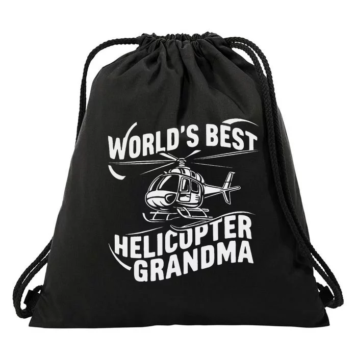 WorldS Best Helicopter Grandma Funny Mom Drawstring Bag