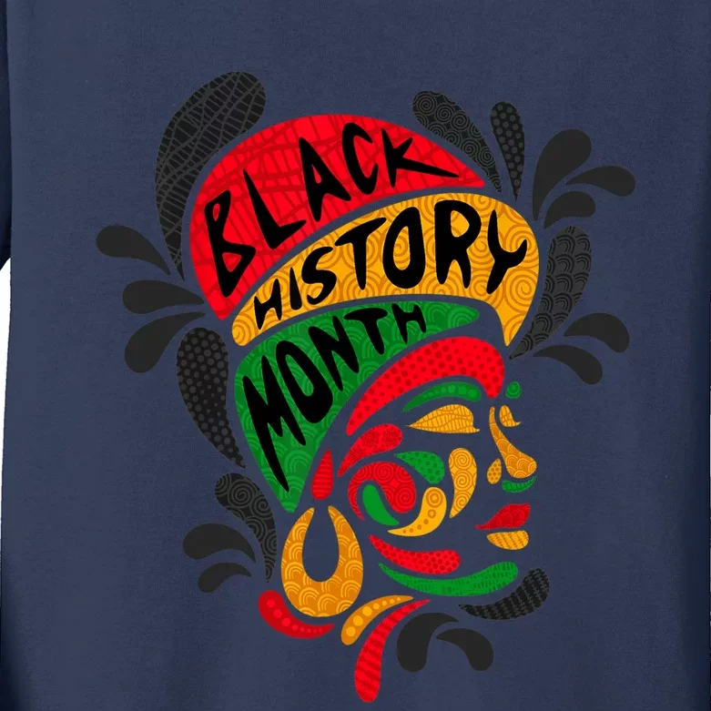 Wo's Black History Month Proud African Pride Kids Long Sleeve Shirt