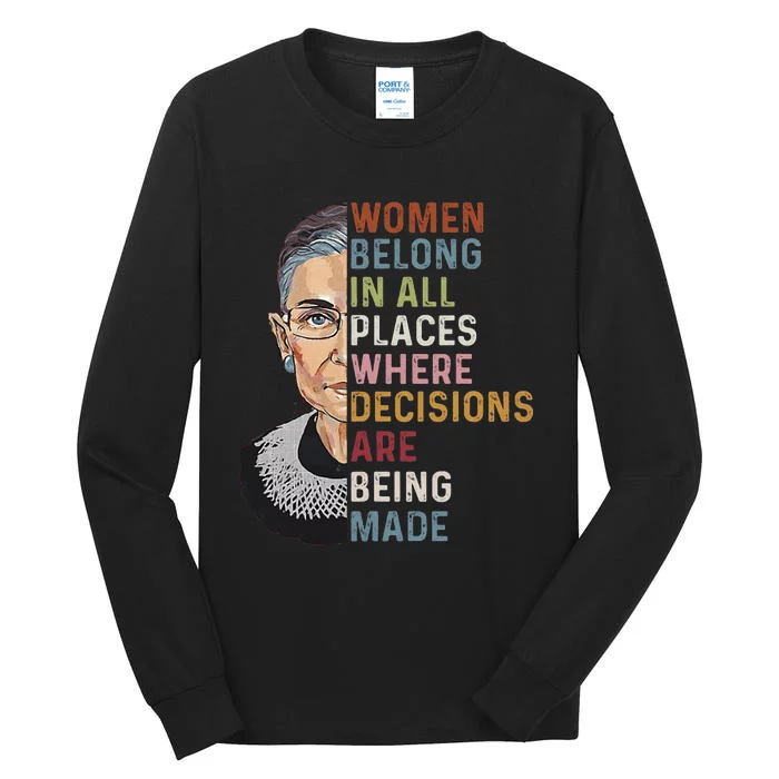 Women Belong In All Places Where Decisions Are Being Made Tall Long Sleeve T-Shirt