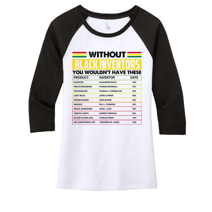 Without Black Inventors You Wouldn't Have These Chart Women's Tri-Blend 3/4-Sleeve Raglan Shirt