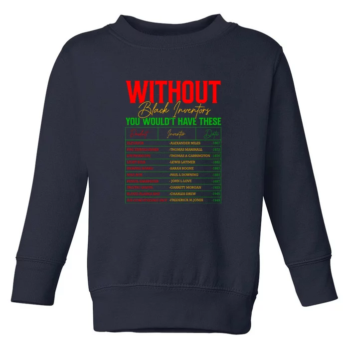 Without Black Invertors Juneteenth Since 1865 Afro America Gift Toddler Sweatshirt