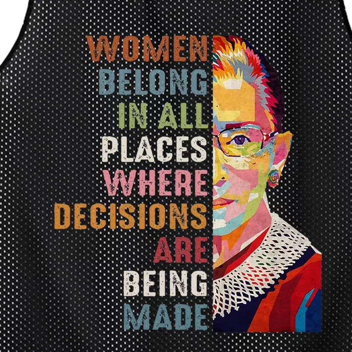 Women Belong In All Places Ruth Bader Ginsburg Rbg Mesh Reversible Basketball Jersey Tank