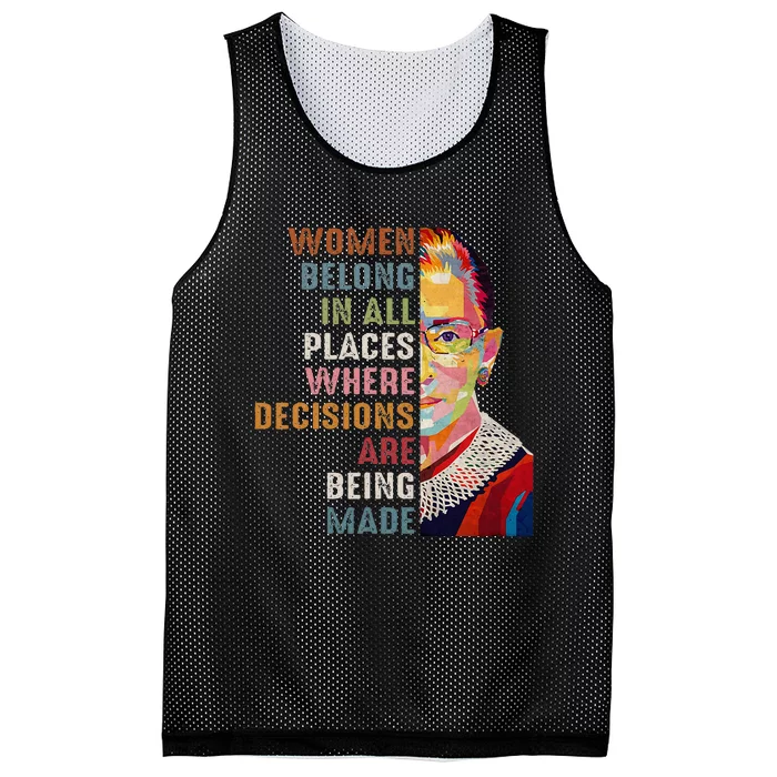 Women Belong In All Places Ruth Bader Ginsburg Rbg Mesh Reversible Basketball Jersey Tank