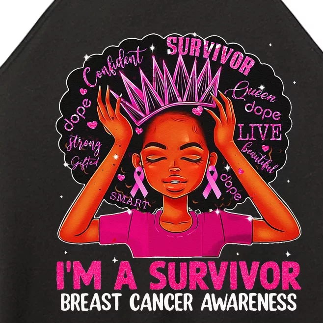 Woman Black  I'm A Survivor Breast Cancer Women’s Perfect Tri Rocker Tank