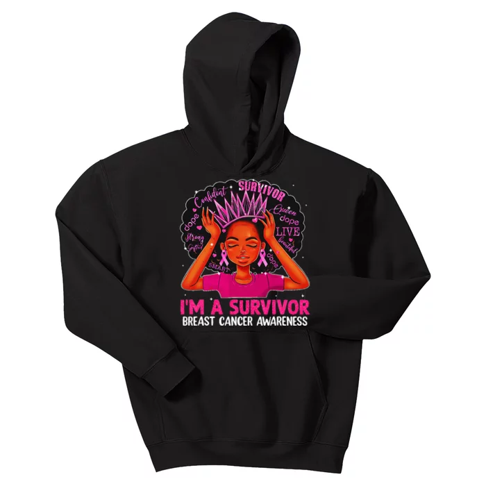 Woman Black  I'm A Survivor Breast Cancer Kids Hoodie