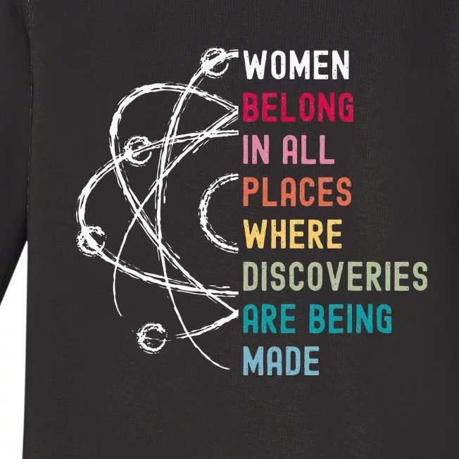 Women Belong In Science Feminist And STEM Empowerment Baby Long Sleeve Bodysuit