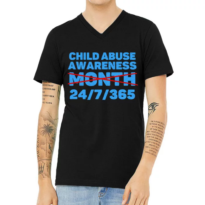 Wear Blue In April Child Abuse Prevention Awareness 247365 V-Neck T-Shirt