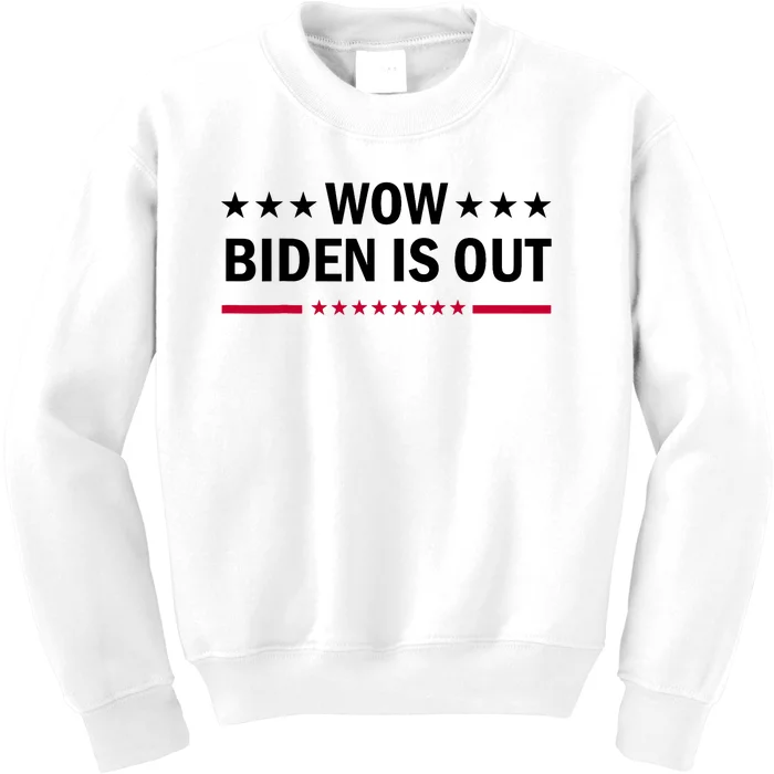 Wow Biden Is Out Of Race Trump Us Election 2024 Kids Sweatshirt