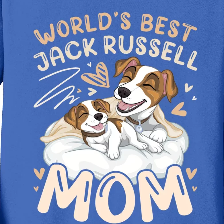 WorldS Best Jack Russell Mom Dog With Puppy Mothers Day Funny Gift Kids Long Sleeve Shirt