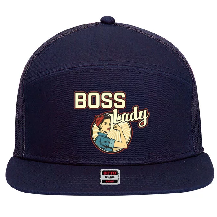 Woman Boss Lady Bosses Day Funny Appreciation Gift Mom Wife 7 Panel Mesh Trucker Snapback Hat