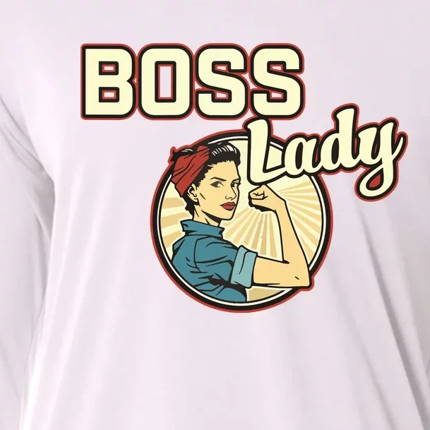 Woman Boss Lady Bosses Day Funny Appreciation Gift Mom Wife Cooling Performance Long Sleeve Crew