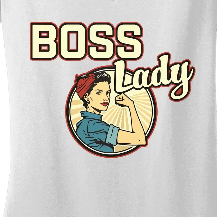 Woman Boss Lady Bosses Day Funny Appreciation Gift Mom Wife Women's V-Neck T-Shirt