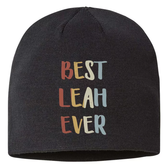 Wo Best Leah Ever Retro Vintage First Name Gift 8 1/2in Sustainable Knit Beanie