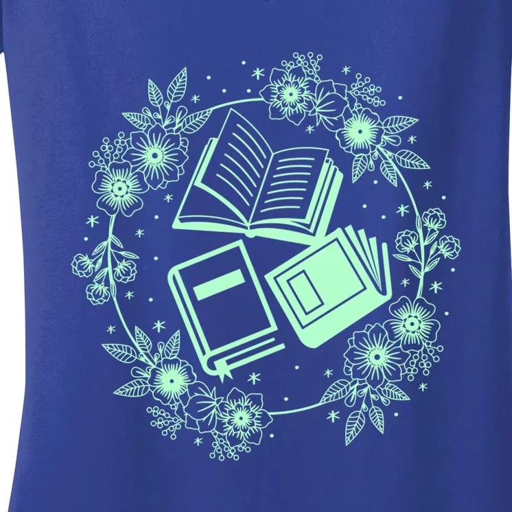 Wildflowers Book Lover Bookish Bookworm Gift Women's V-Neck T-Shirt