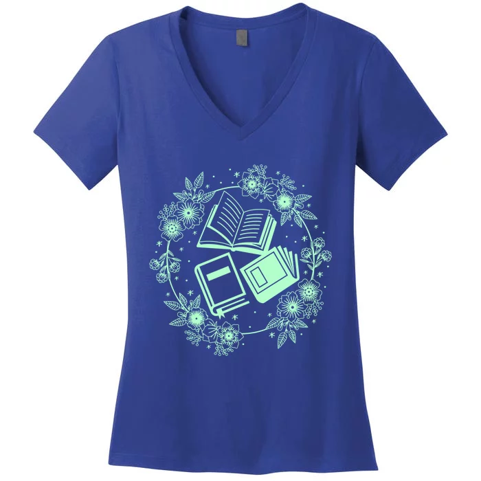 Wildflowers Book Lover Bookish Bookworm Gift Women's V-Neck T-Shirt