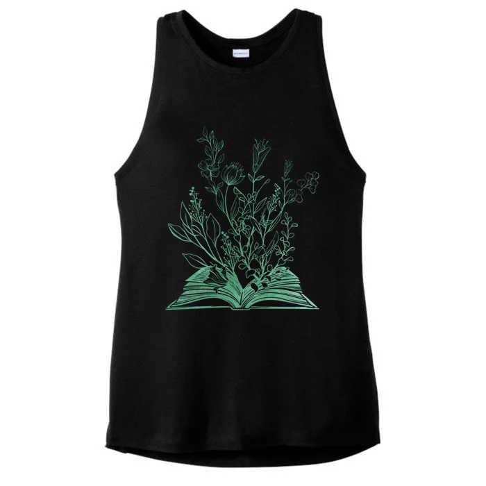 Wildflower Book Lover Gift Ladies Tri-Blend Wicking Tank