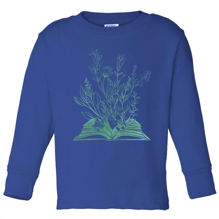 Wildflower Book Lover Gift Toddler Long Sleeve Shirt