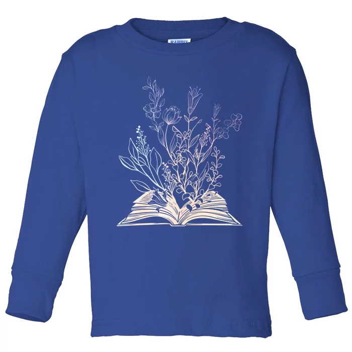 Wildflower Book Lover Reading Funny Gift Toddler Long Sleeve Shirt