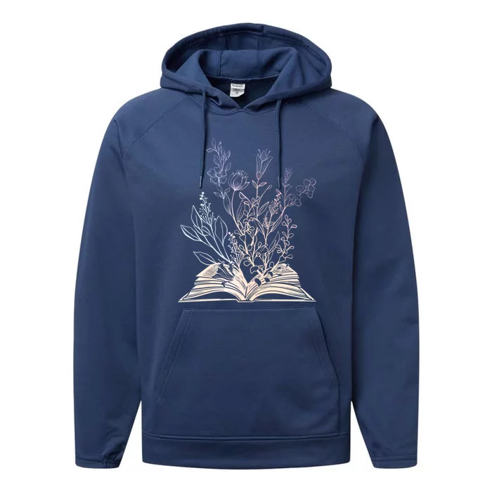 Wildflower Book Lover Reading Funny Gift Performance Fleece Hoodie