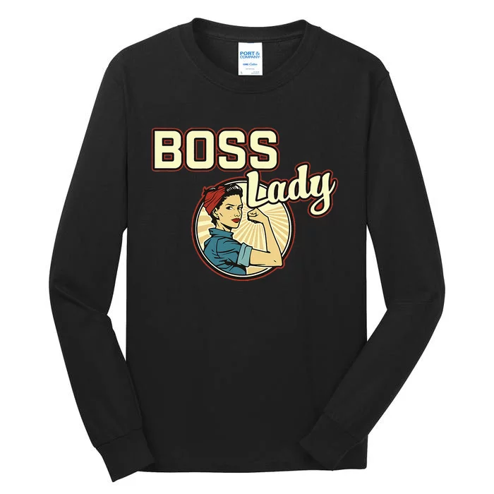 Woman Boss Lady Bosses Day Funny Appreciation Gift Mom Wife Tall Long Sleeve T-Shirt