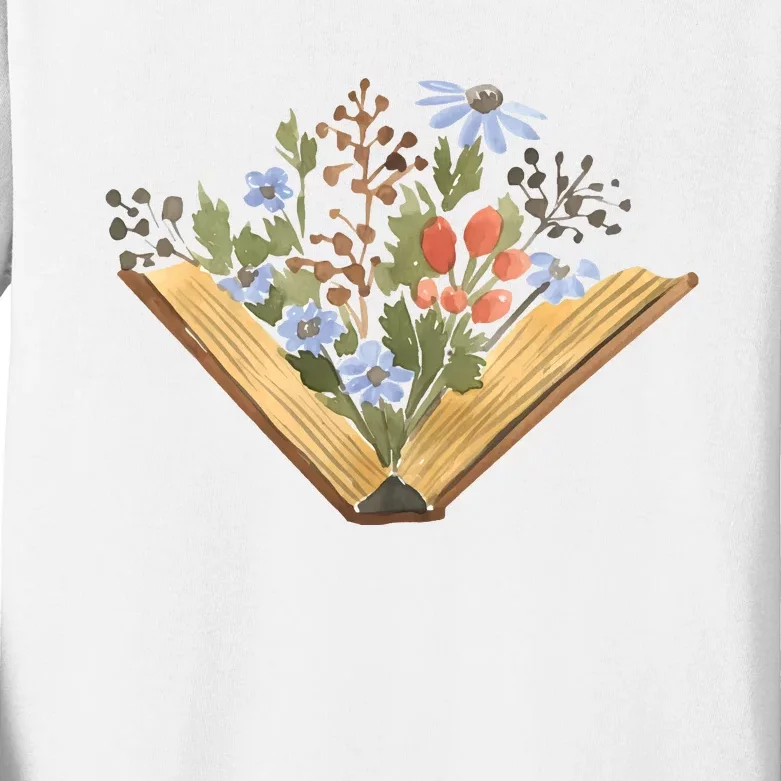 Wildflowers Book Librarian Kids Long Sleeve Shirt