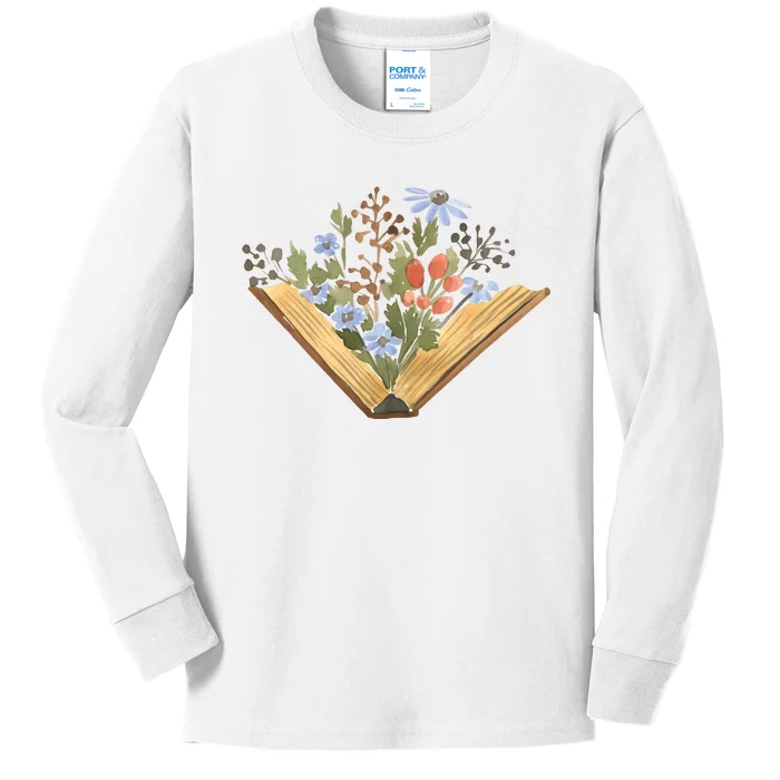 Wildflowers Book Librarian Kids Long Sleeve Shirt