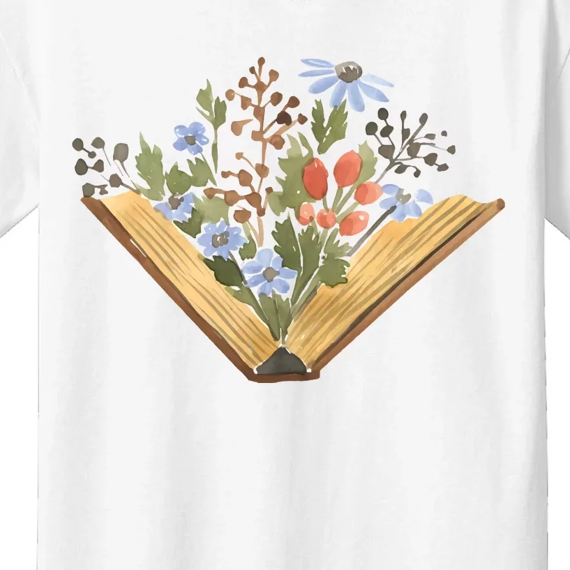 Wildflowers Book Librarian Kids T-Shirt