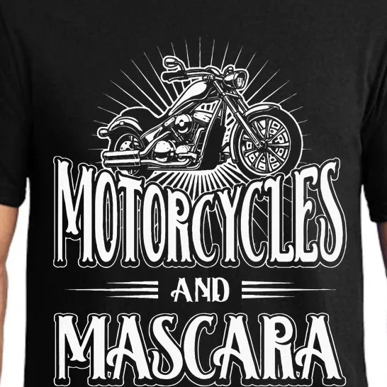 Womens Biker Lifestyle Quotes Motorcycles And Mascara Pajama Set