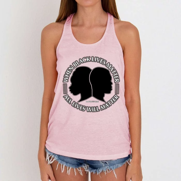 When Black Lives Matter All Lives Will Matter Women's Knotted Racerback Tank