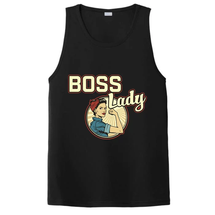 Wo Boss Lady Bosses Day Funny Appreciation Gift Mom Wife Gift Performance Tank