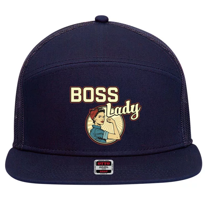 Wo Boss Lady Bosses Day Funny Appreciation Gift Mom Wife Gift 7 Panel Mesh Trucker Snapback Hat