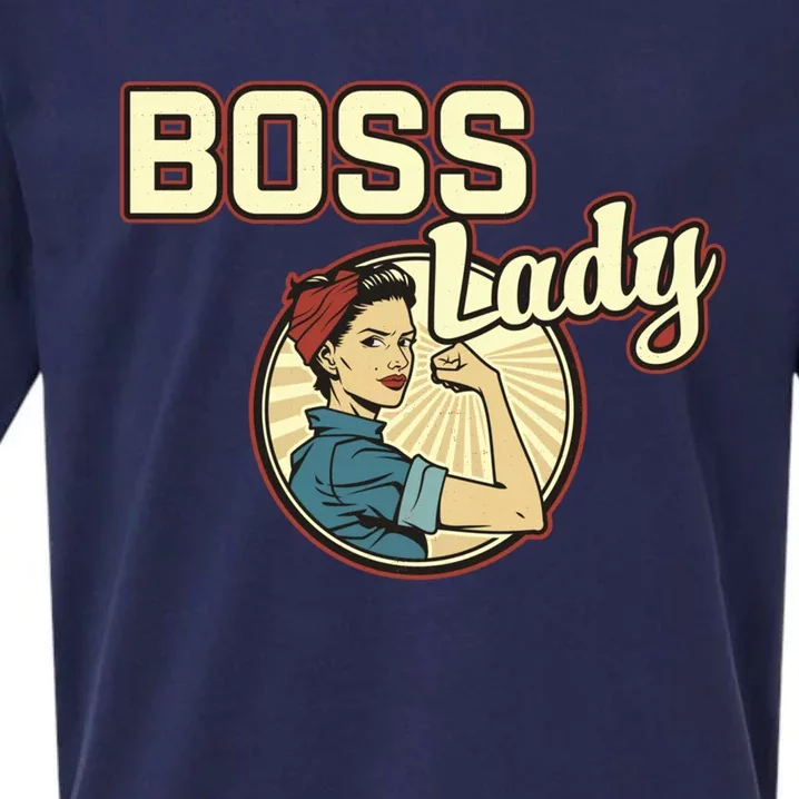 Wo Boss Lady Bosses Day Funny Appreciation Gift Mom Wife Gift Sueded Cloud Jersey T-Shirt