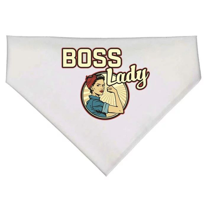 Wo Boss Lady Bosses Day Funny Appreciation Gift Mom Wife Gift USA-Made Doggie Bandana