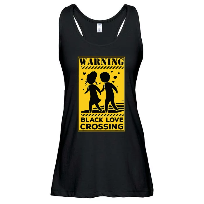 Warning Black Love Crossing African American Matching Couple Ladies Essential Flowy Tank