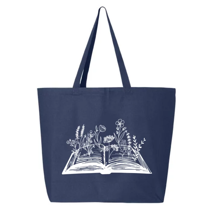 Wildflower Book Lover Funny Book Reader Book Day Meaningful Gift 25L Jumbo Tote