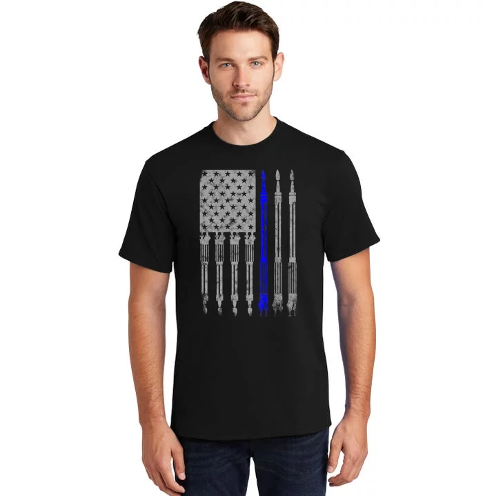 Welder Blue Line American Flag USA Patriotic Welder Tall T-Shirt