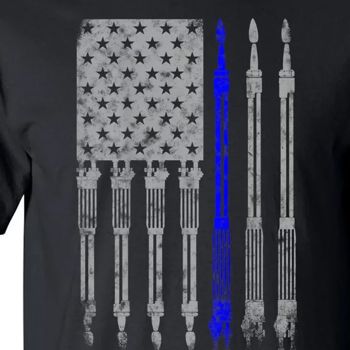 Welder Blue Line American Flag USA Patriotic Welder Tall T-Shirt