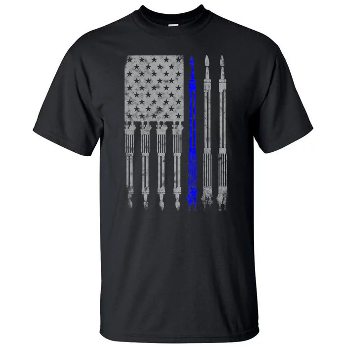 Welder Blue Line American Flag USA Patriotic Welder Tall T-Shirt