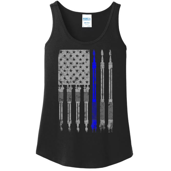 Welder Blue Line American Flag USA Patriotic Welder Ladies Essential Tank