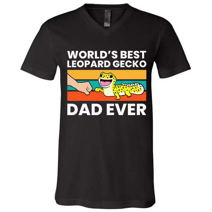 Worlds Best Leopard Gecko Dad Ever V-Neck T-Shirt