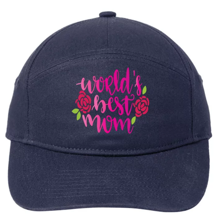 Worlds Best Mom Flower 7-Panel Snapback Hat