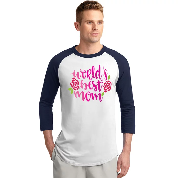 Worlds Best Mom Flower Baseball Sleeve Shirt