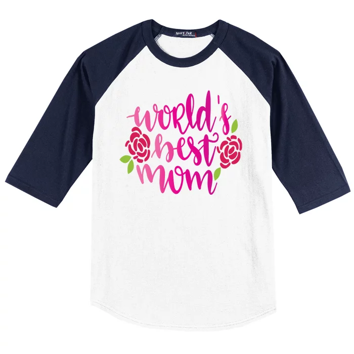 Worlds Best Mom Flower Baseball Sleeve Shirt