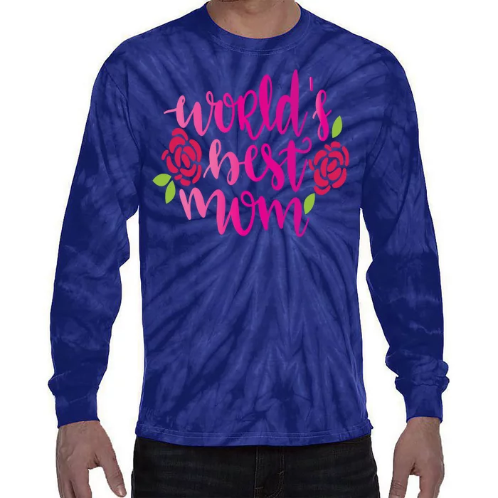 Worlds Best Mom Flower Tie-Dye Long Sleeve Shirt