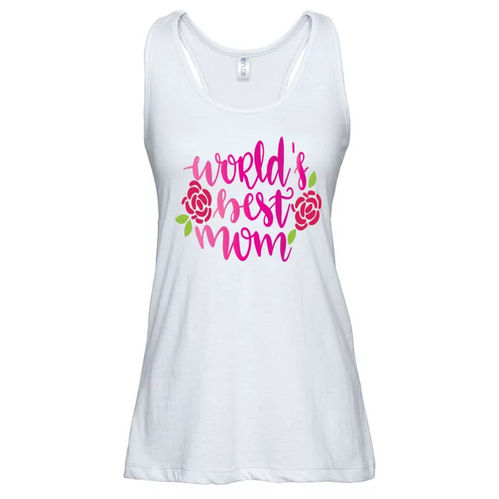 Worlds Best Mom Flower Ladies Essential Flowy Tank